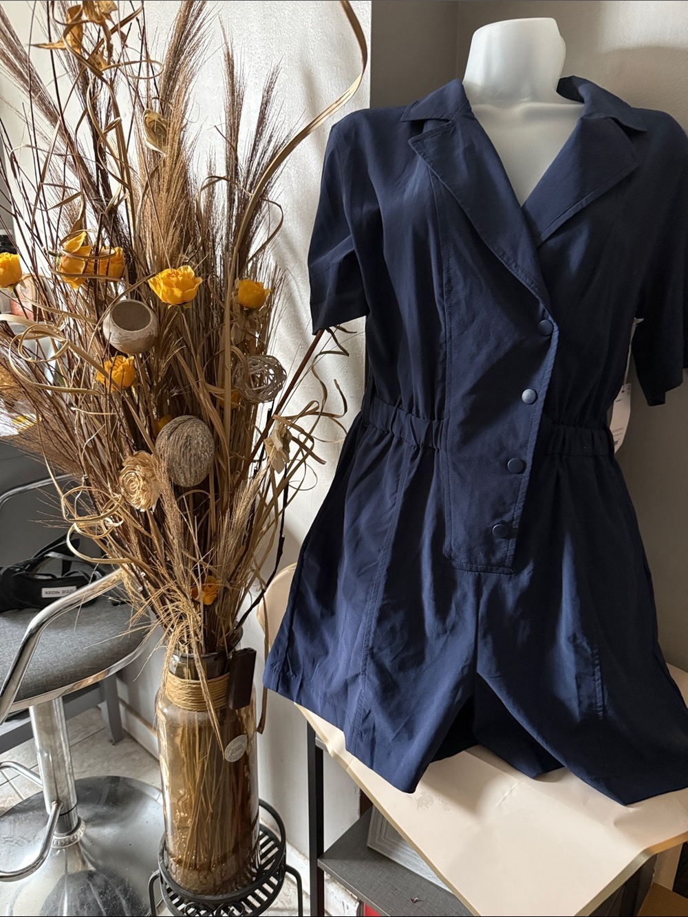STYLUS Navy Blue Short Sleeve Romper